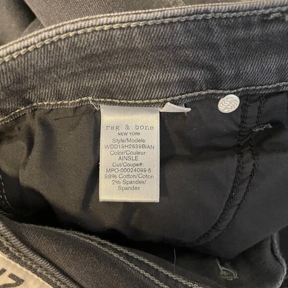Rag & Bone High Rise Stretch Ankle Skinny Jeans Denim Dark Grey Womens Size 27 - Picture 6 of 6
